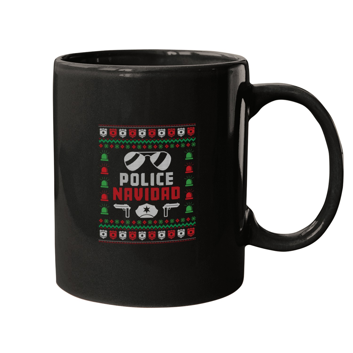 Police Navidad Ugly Holiday Design Mugs