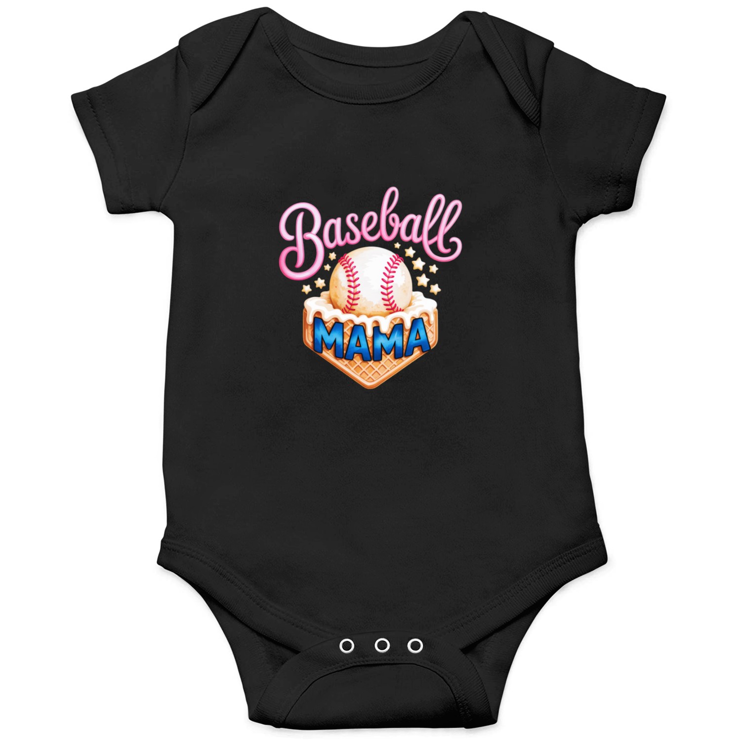 Baseball Mama Ice Cream Cone Star Sports Parent Onesies