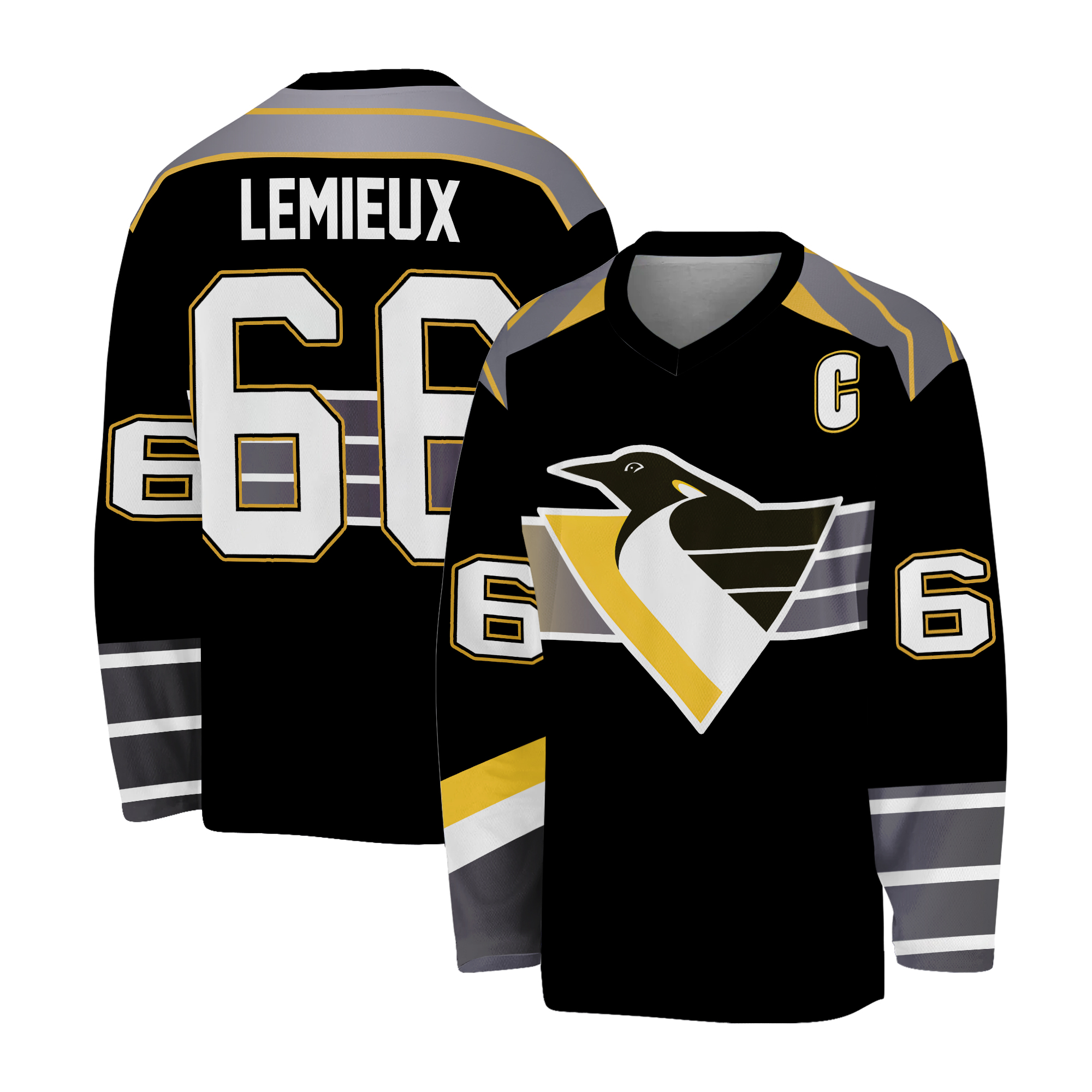 Men's Mario Lemieux Black Pittsburgh Penguins 1996-97 Power Play Jersey All Printed