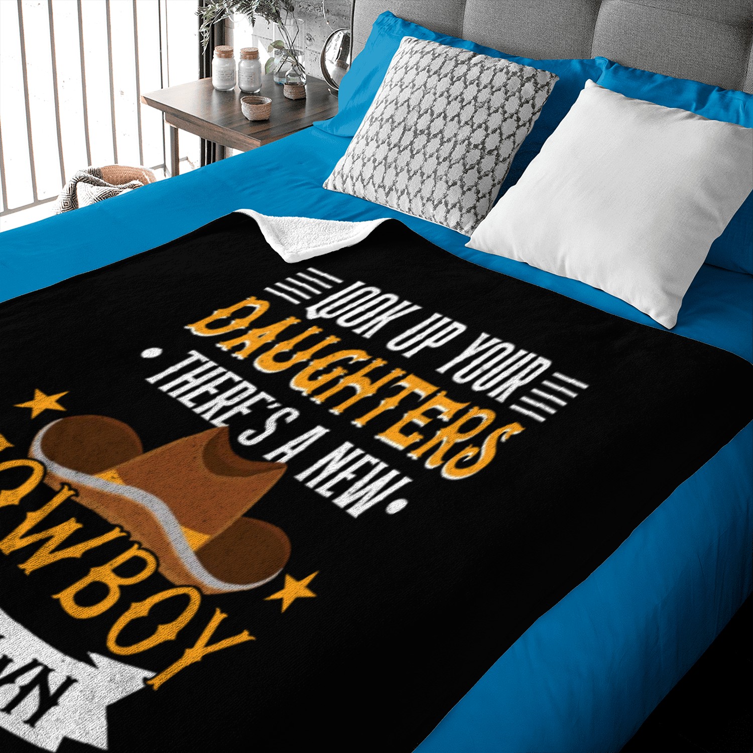 Cowboy Barn Bull Rider Rodeo Country Western Movie Baby Blankets