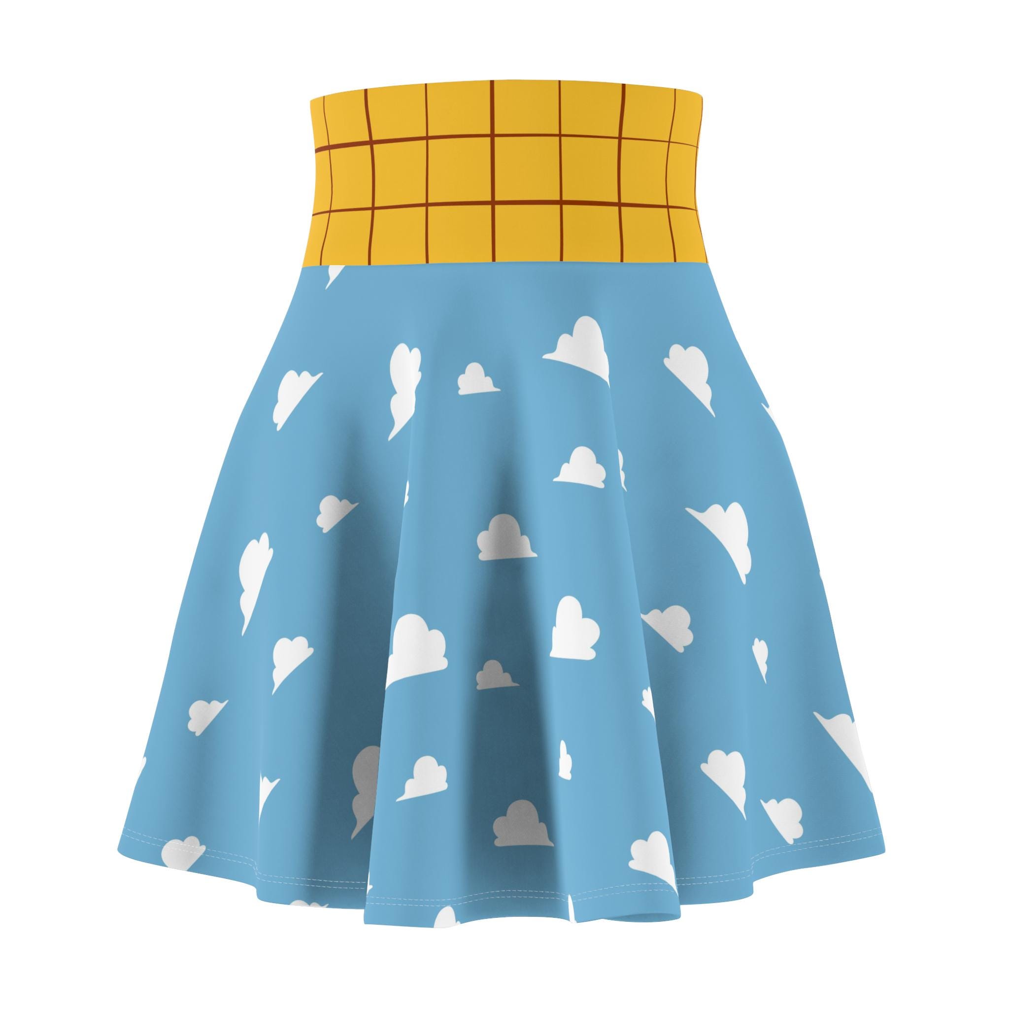 Women's Skater Skirt - Clouds and Sheriff Cowboy Theme for Halloween, Theme Parks, Comic Con. Cowgirl Printed Mini Skirt, Western Outfit,