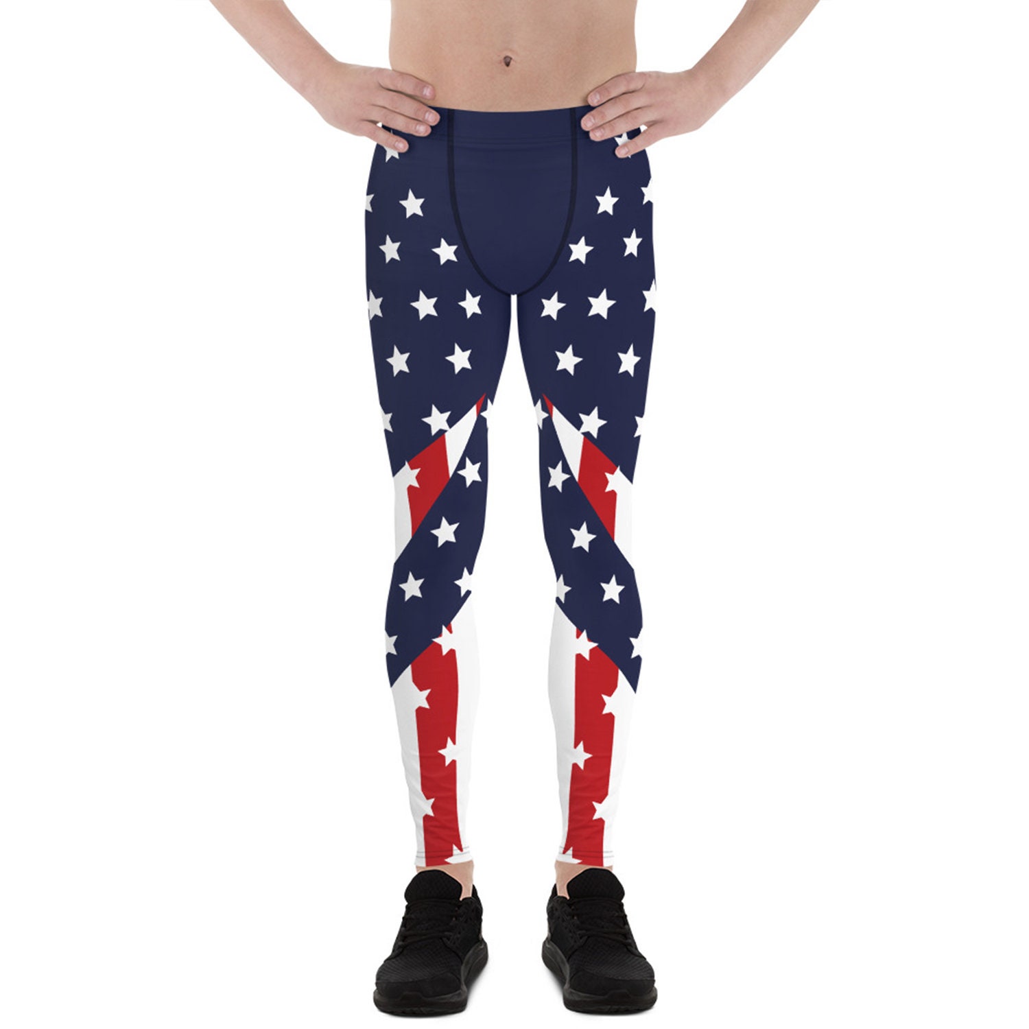 Mens Leggings - Meggings - USA Stars and Stripes Pattern of the American Flag