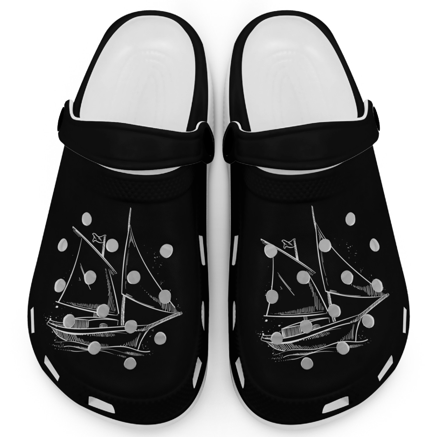 Sailboat sea silhouette minimalist design Clogs