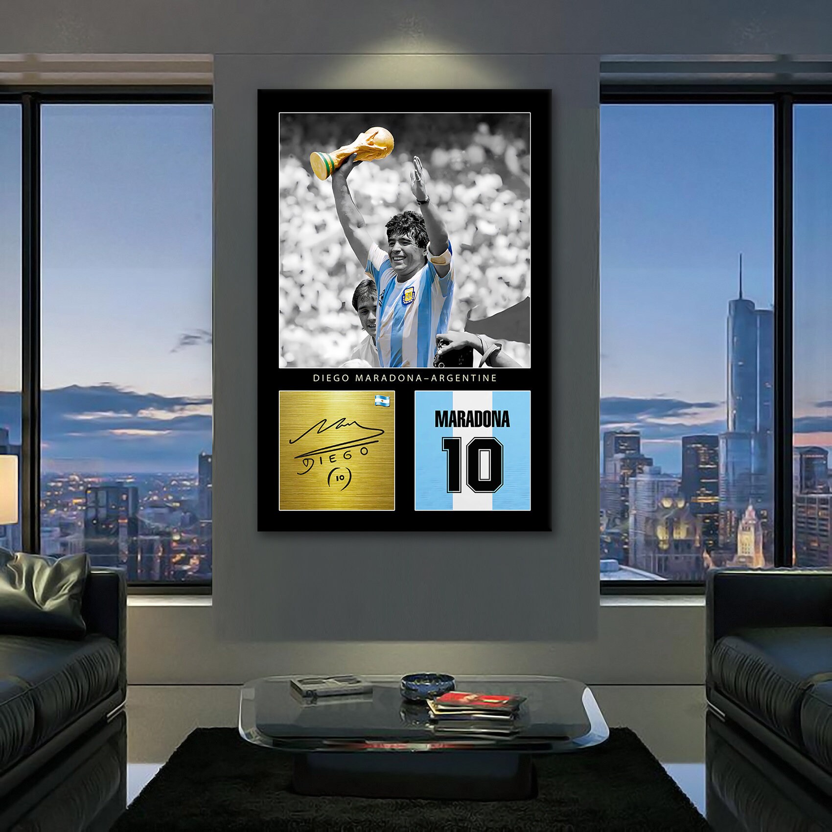 Diego Maradona Canvas, Football Legend, Sports Decor