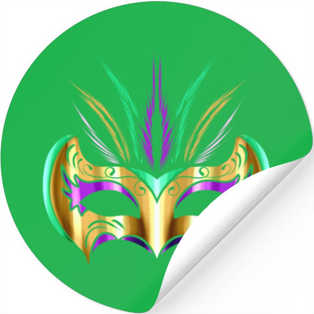 Yellow golden Mask For Mardi Gras Stickers