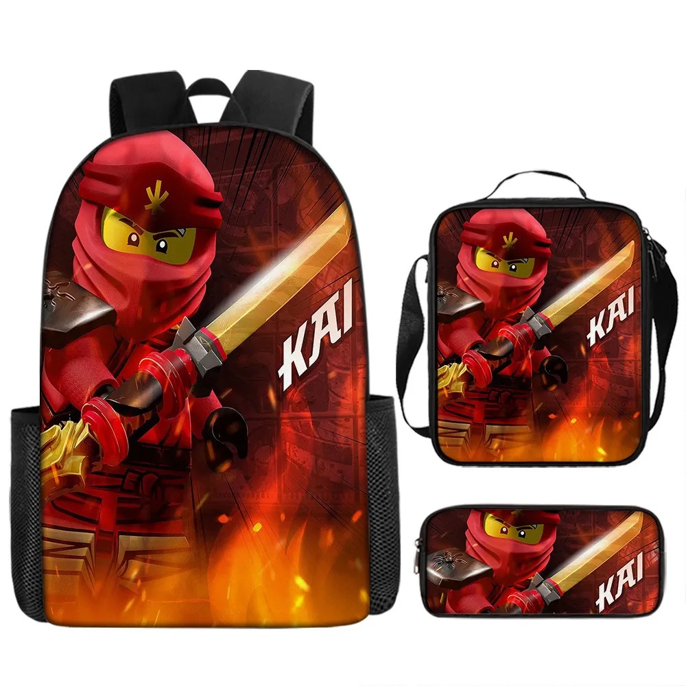 Ninjago Kids Backpack Set - 3-Piece Student School Bags for Travel and Everyday Use - Cute Shoulder Bags for Children