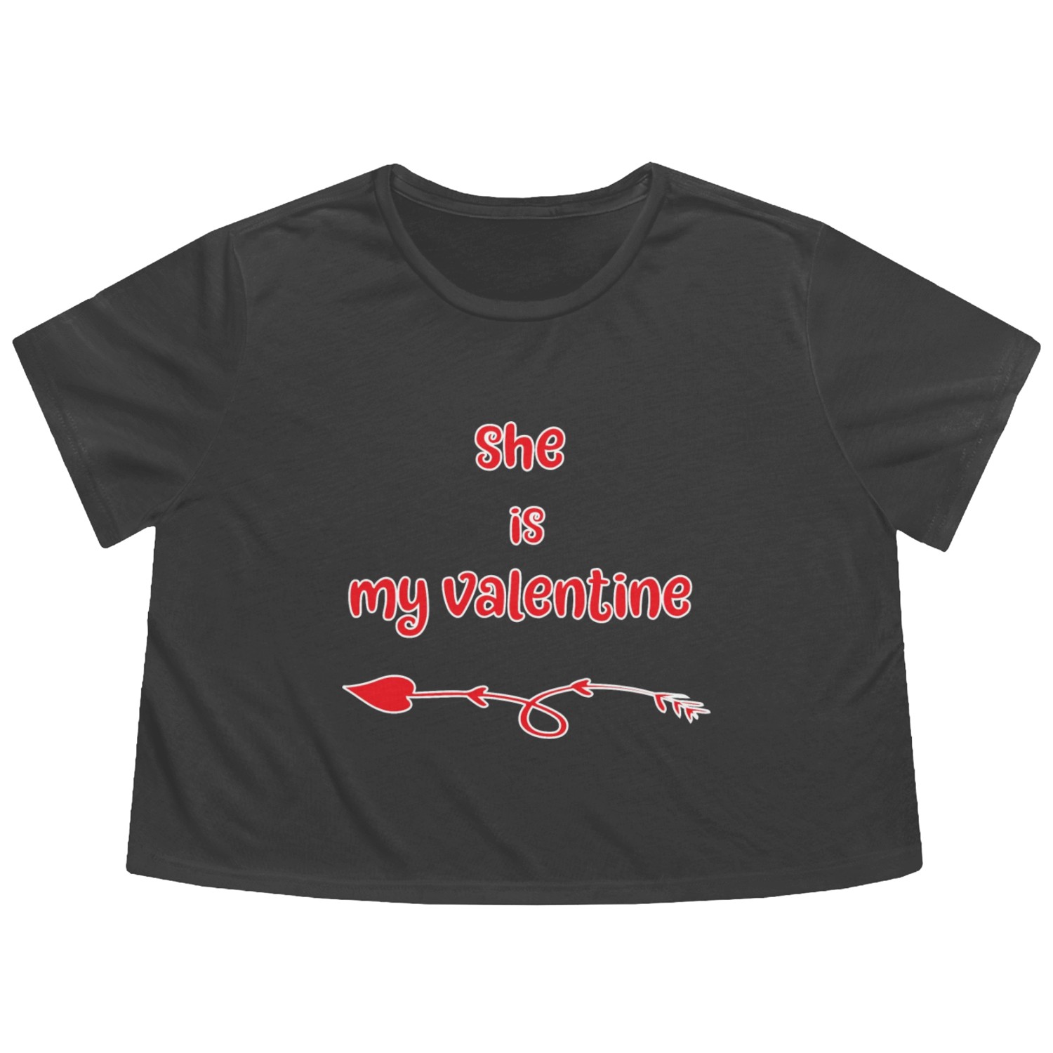 She Is My Valentine Flowy Cropped Tees