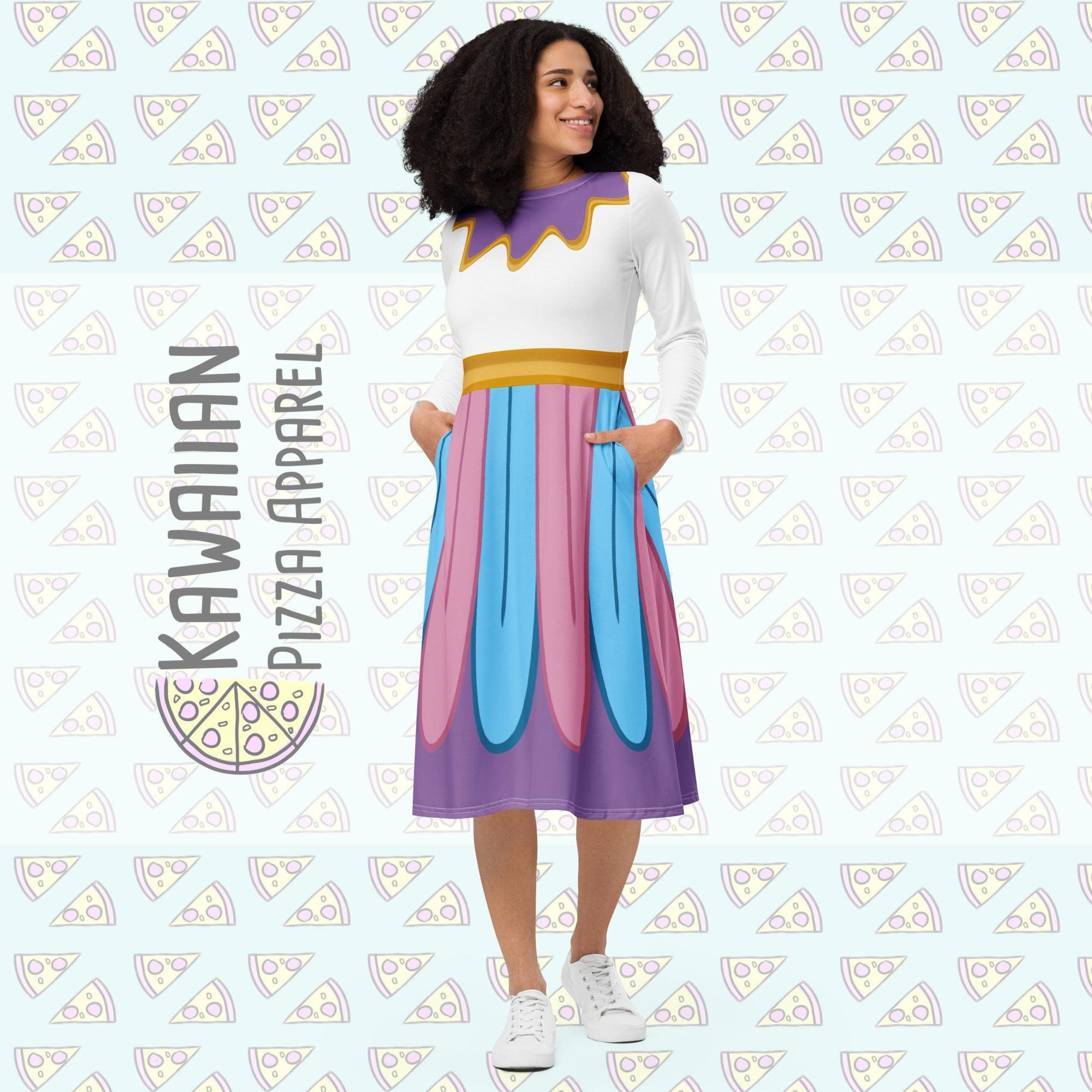 Mrs. Potts Inspired All-over print long sleeve midi dress | Halloween | Cosplay | Women's Clothing
