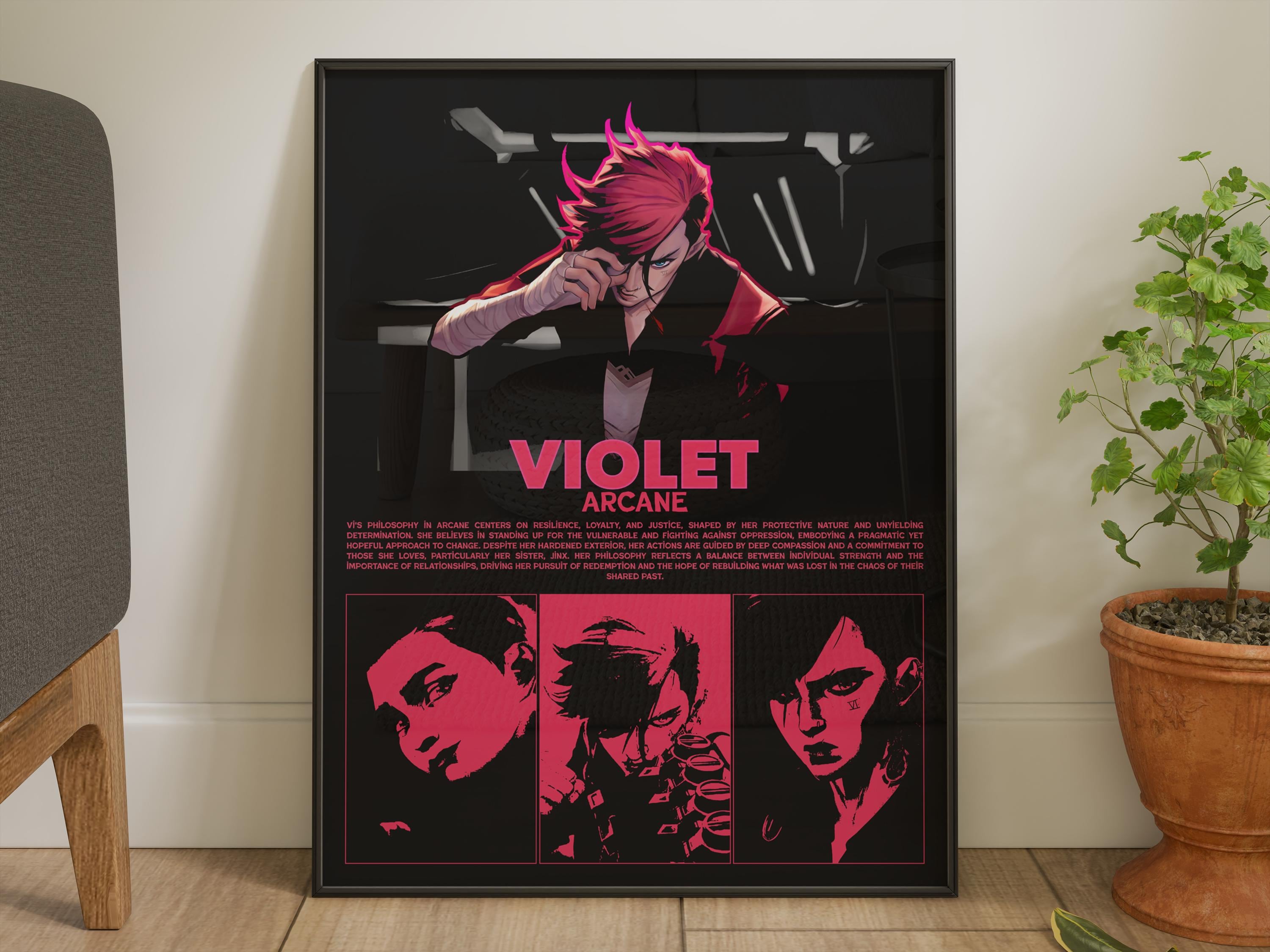 Arcane - Violet FHD Digital Print Wall Decor Wall Hangings, Jinx Vi Caitlyn, League of Legends Poster