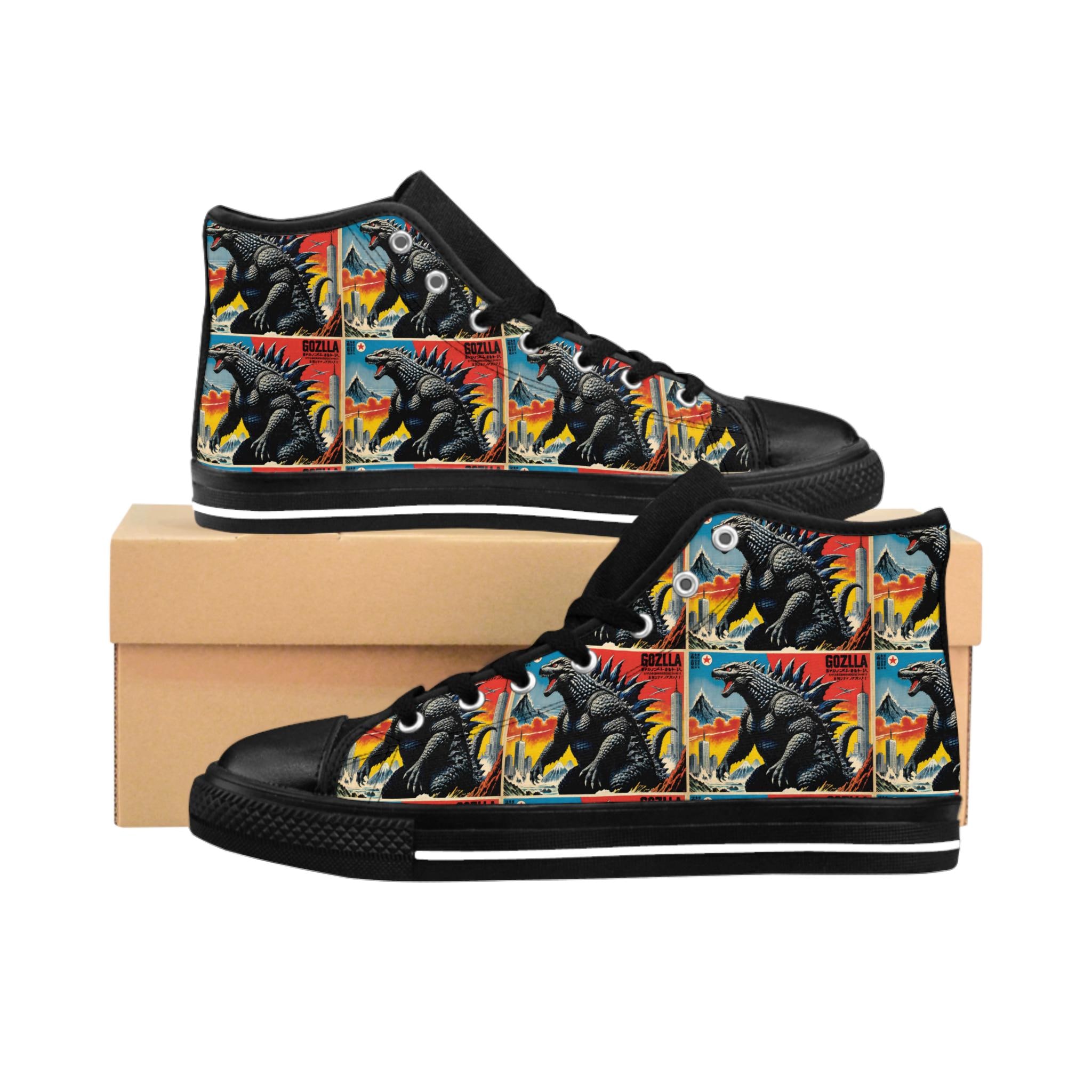 Atomic Japanese god zilla Comic Book shoes, Vibrant god zilla shoes, Men's Classic Sneakers