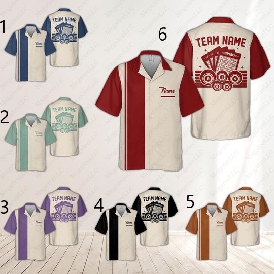 Personalized Retro Bingo Pocket Hawaiian Shirt, Custom Name Bingo Lover Shirt, Matching Bingo Player Shirt, Bingo Button Up Pocket Shirt