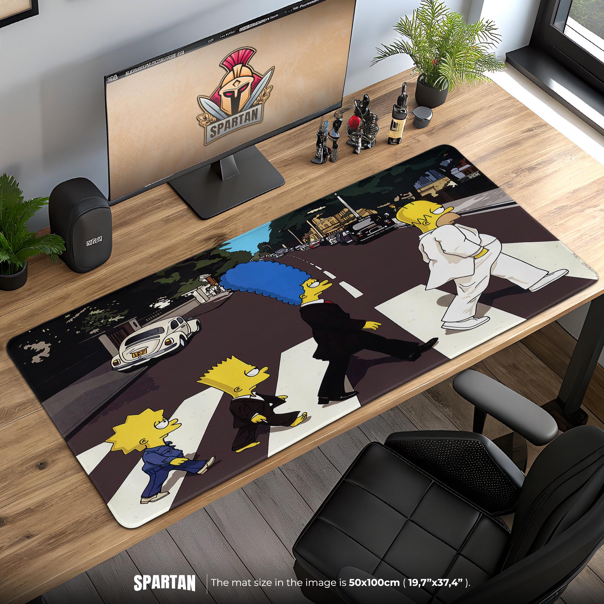 The Simpsons Abbey Road Mouse Pad - Cartoon Beatles Parody Desk Mat, Homer Marge Bart Lisa Gaming Gift, Pop Art Decor