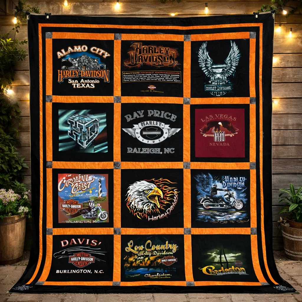 NEW!! H davidson Blanket - Rustic Home Decor - Biker Event Memory