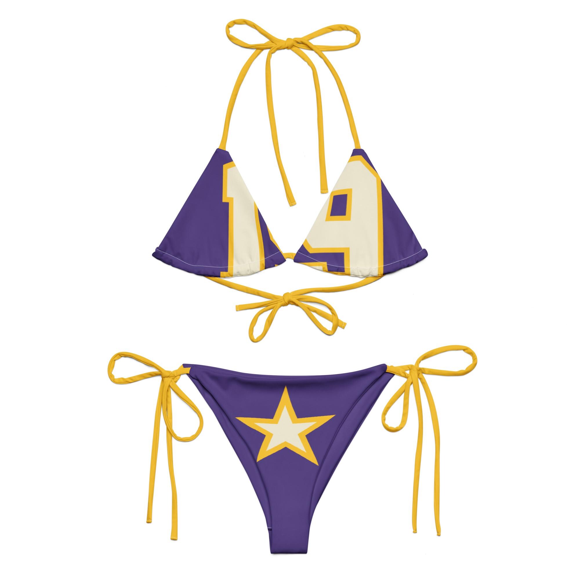 Basketball Fans Inpired String Triangle Bikini Set, Basketball Team Bikini