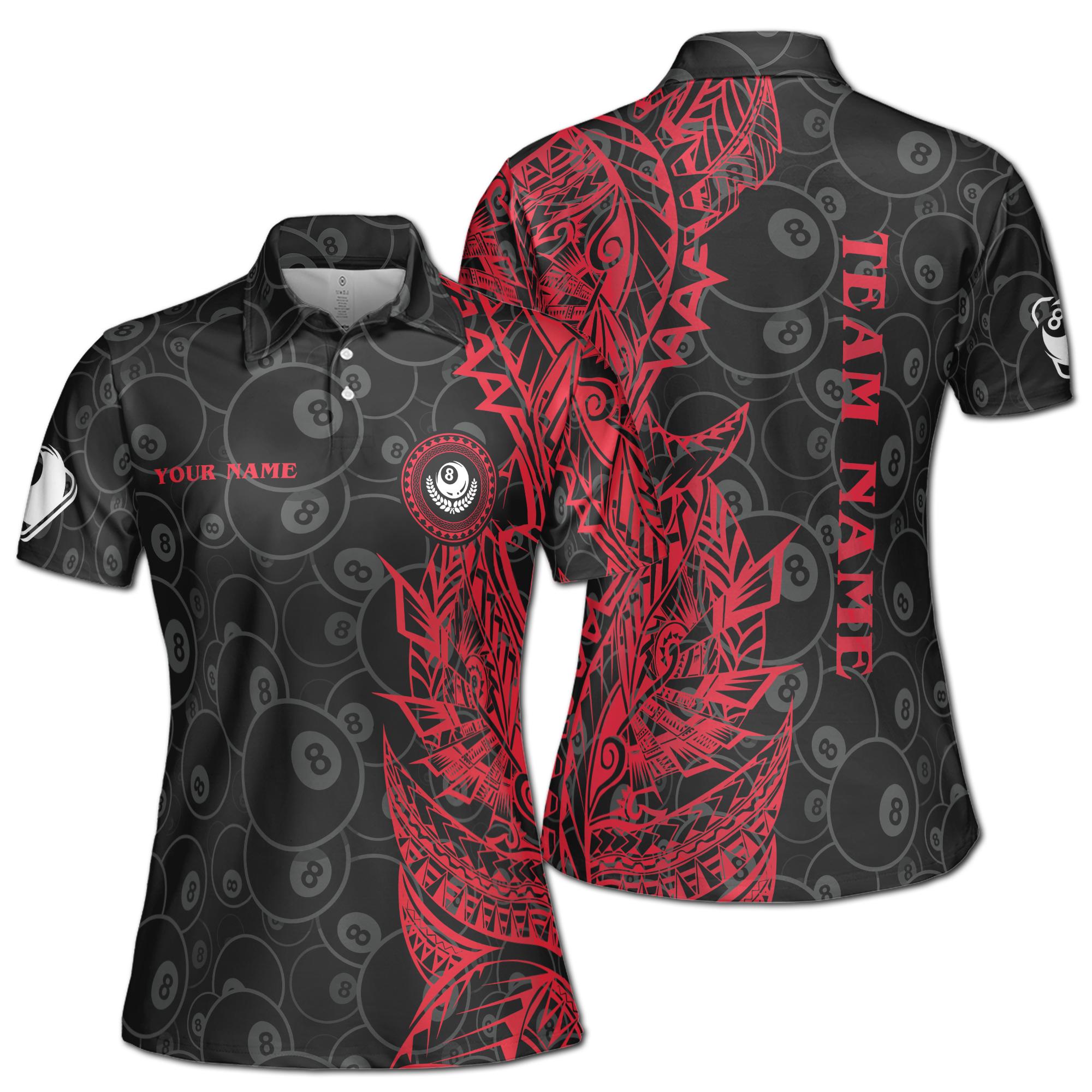 Custom Name Team Name Tribal 8 Balls Billiard Women's Polo Shirt