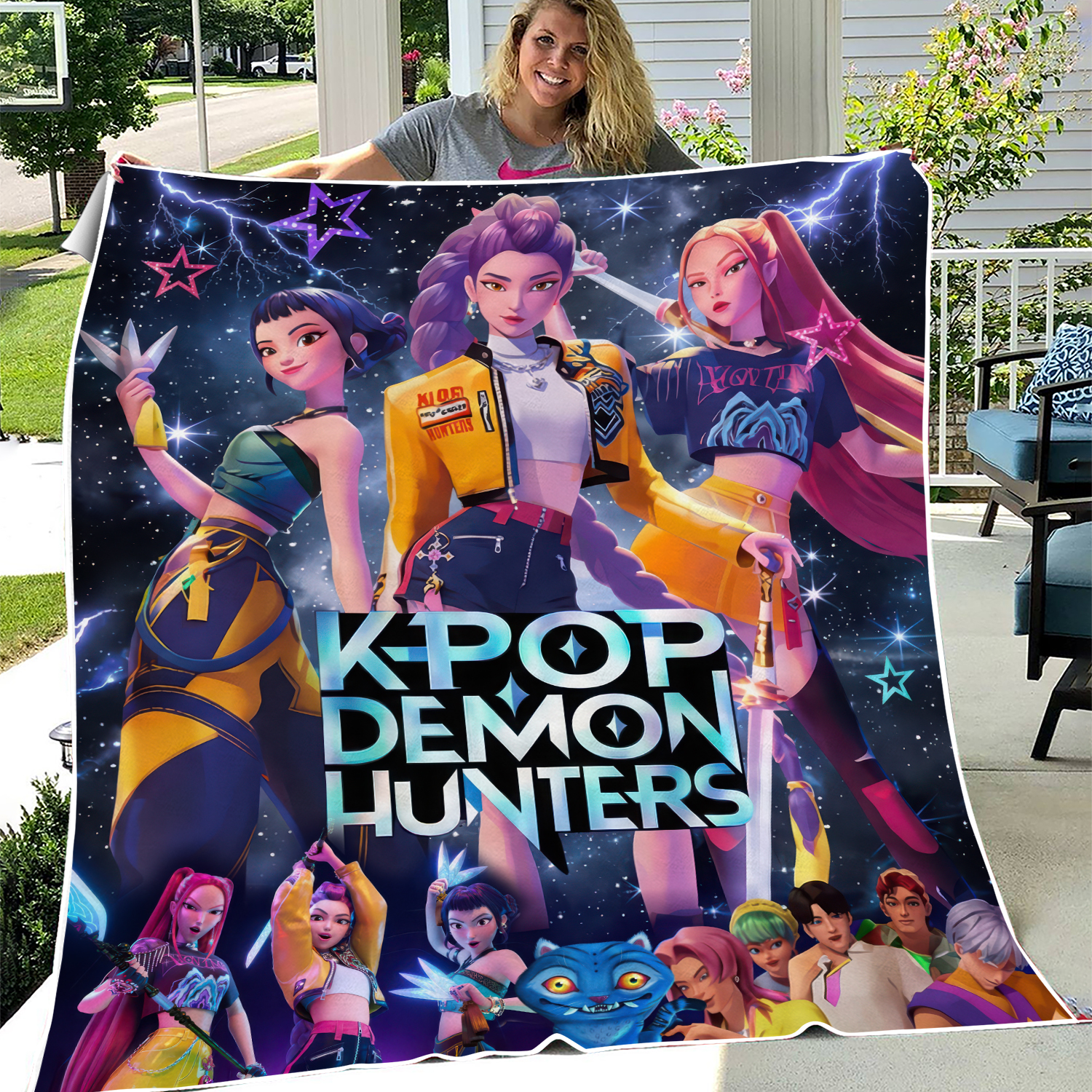 Kpop Demon Hunters Blanket, Huntrix KPop Demon Hunters Blanket, Anime Blanket Gift