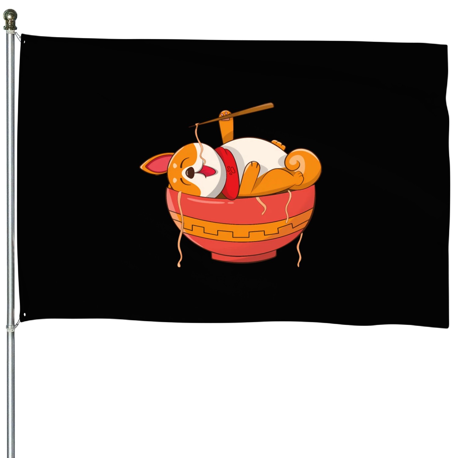 Kawaii Ramen Anime Dog Corgi Japanese Noodles House Flags