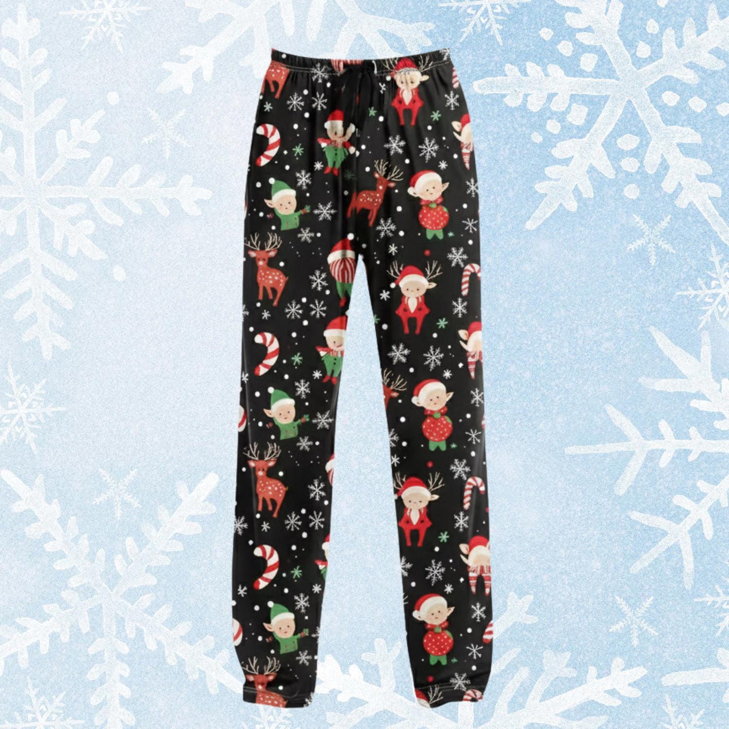 Christmas Pajama Pants, Elf Reindeer Pattern, Holiday Loungewear Bottoms, Family Matching Gift, Cozy Xmas Trousers, Xmas Gifts