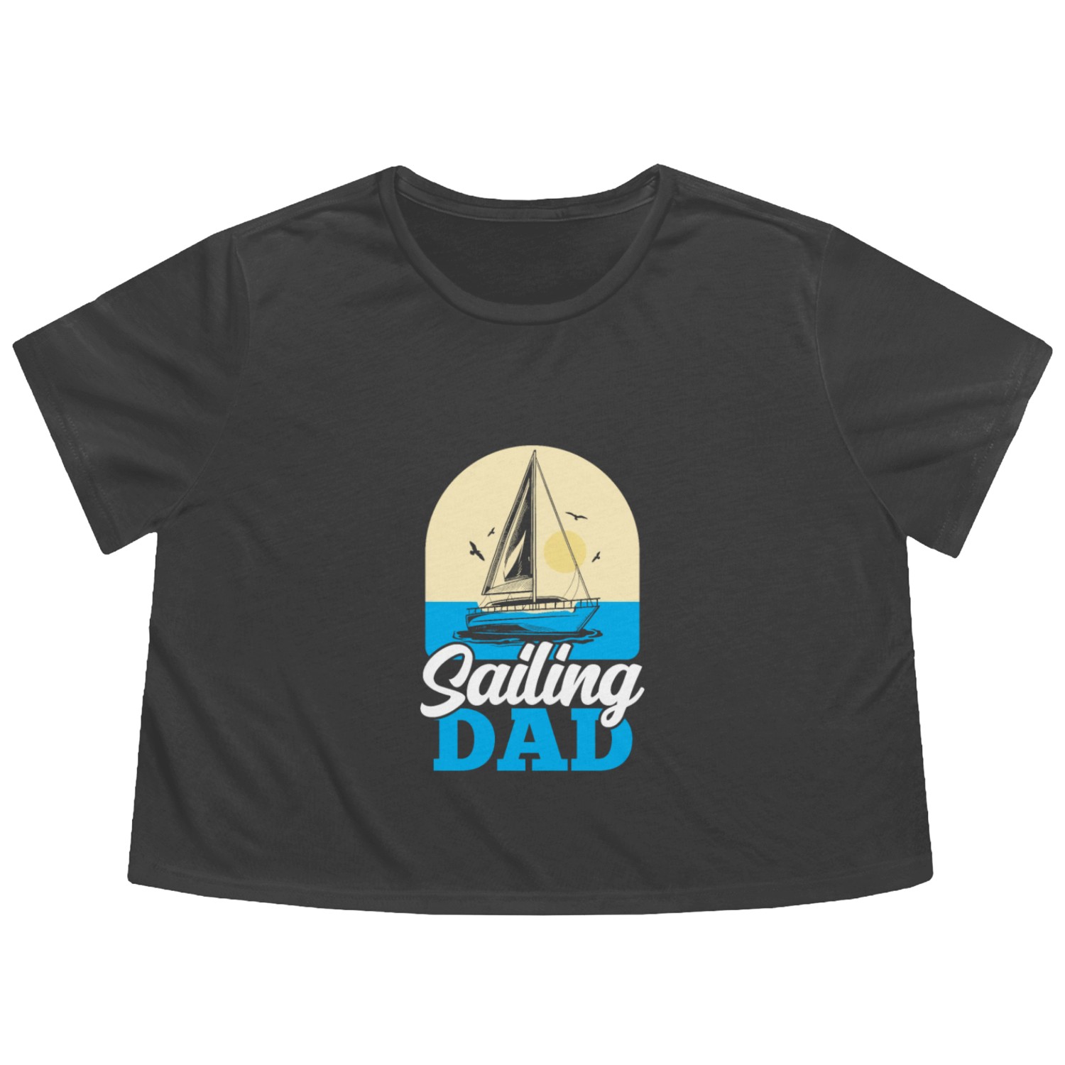 Sailing Dad Sailboat Sail Sailor Captain Flowy Cropped Tees
