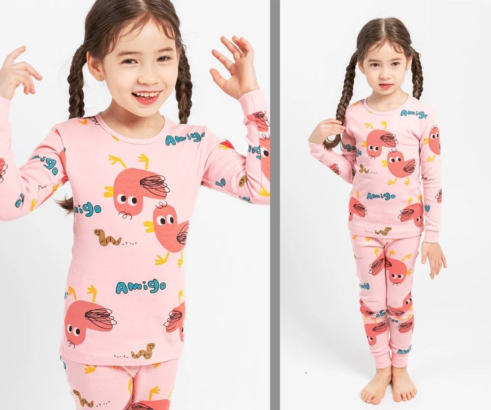 Girls pink chick princess pajamas, Snow fairy princess, kids pajama set, Korean pajamas