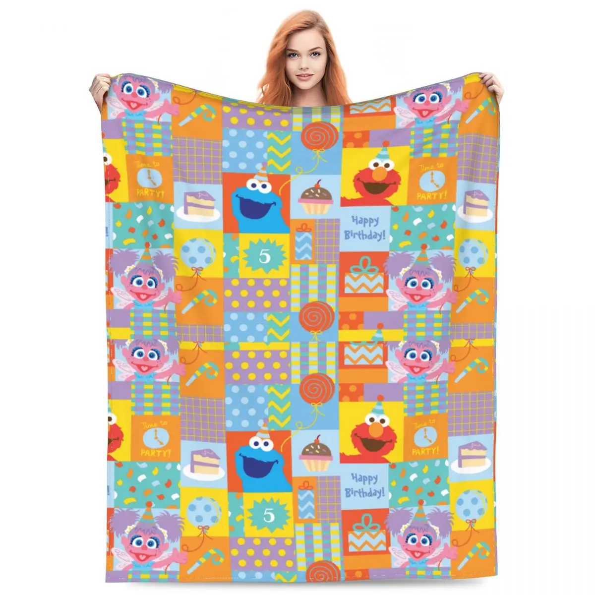 Comfortable Cartoon Cookies Monsters Blanket Merch Bedding Decorative Blanket Soft Fleece for Car