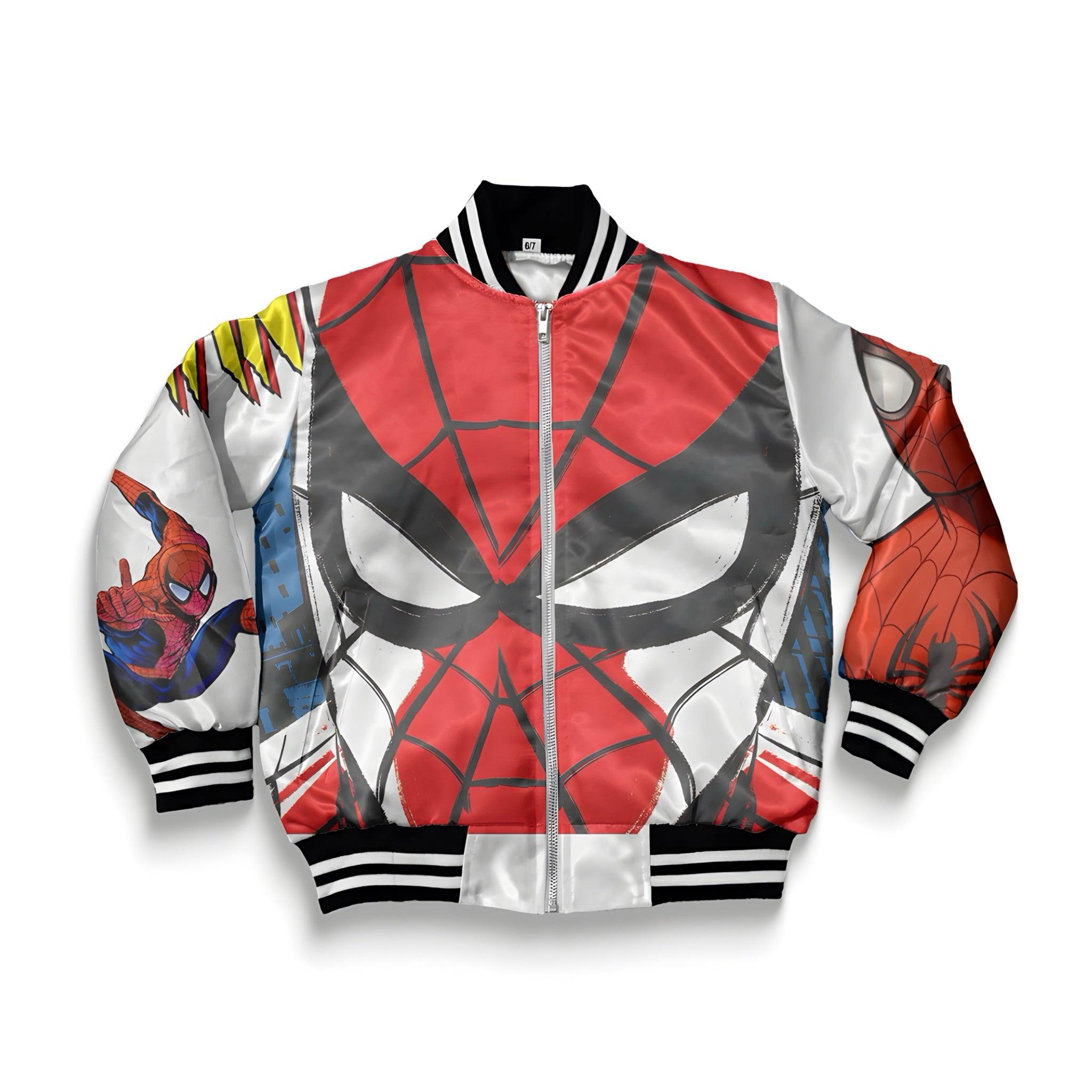 comic spider character face bomber jacket coat