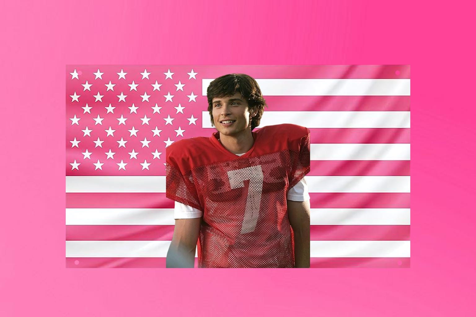 High School Quarterback Tom Welling Flag Tapestry - Retro American Flag Wall Decor for Teen Dorm Room