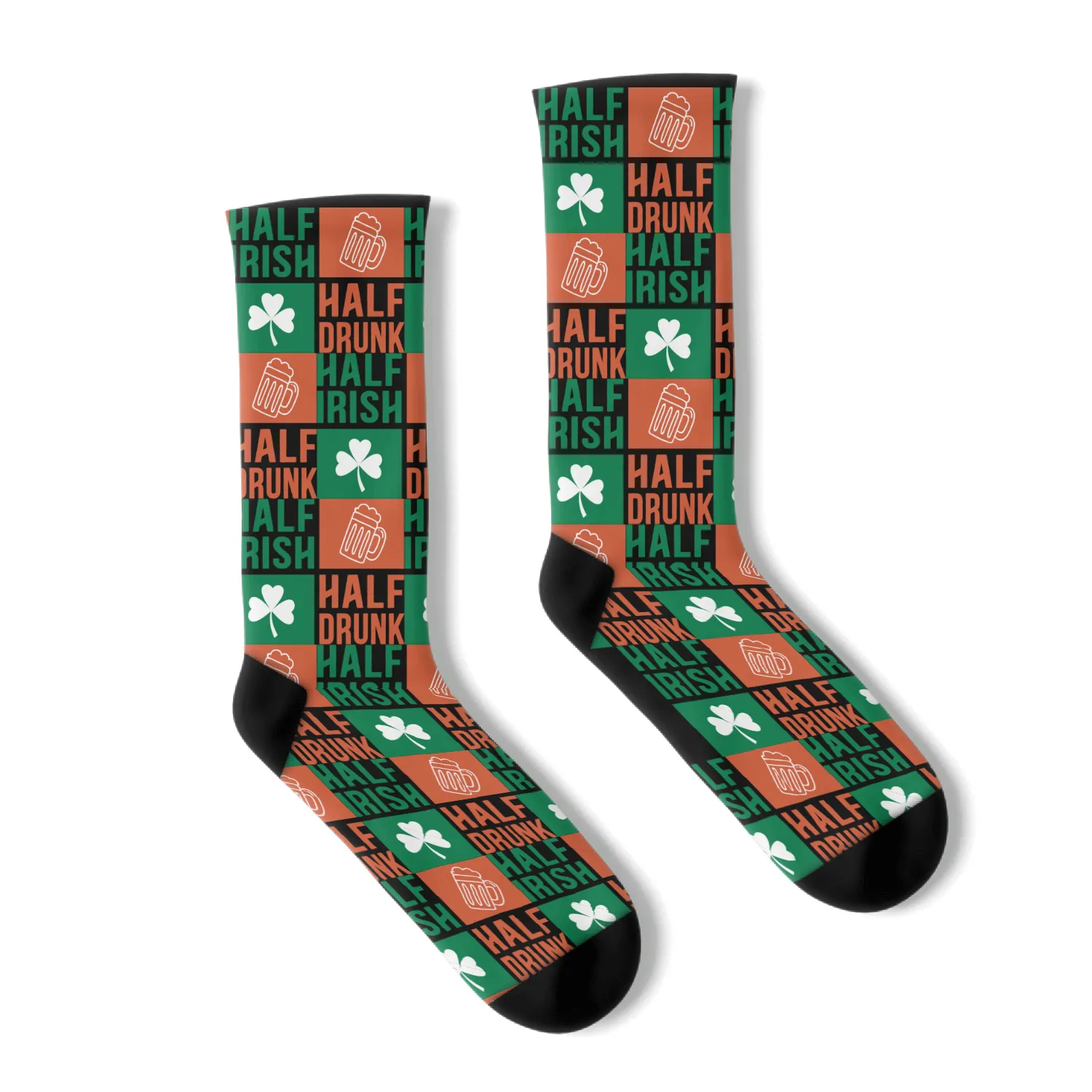 Half Irish Half Drunk Socks