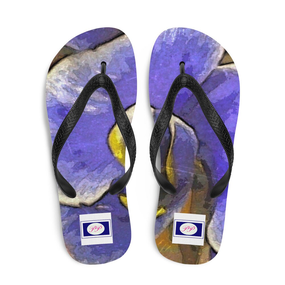 Blue orchid plant spa sandals, Rare orchid bouquet flip flops, Summer blossom sandles, Botanical print flipflops, Beach thong sandals women