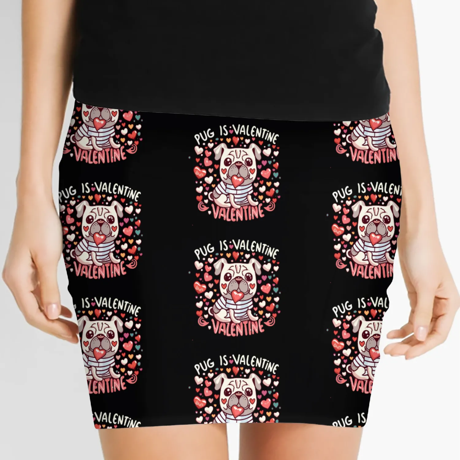 Pug Is My Valentine Cute Valentines Women's Mini Skirts