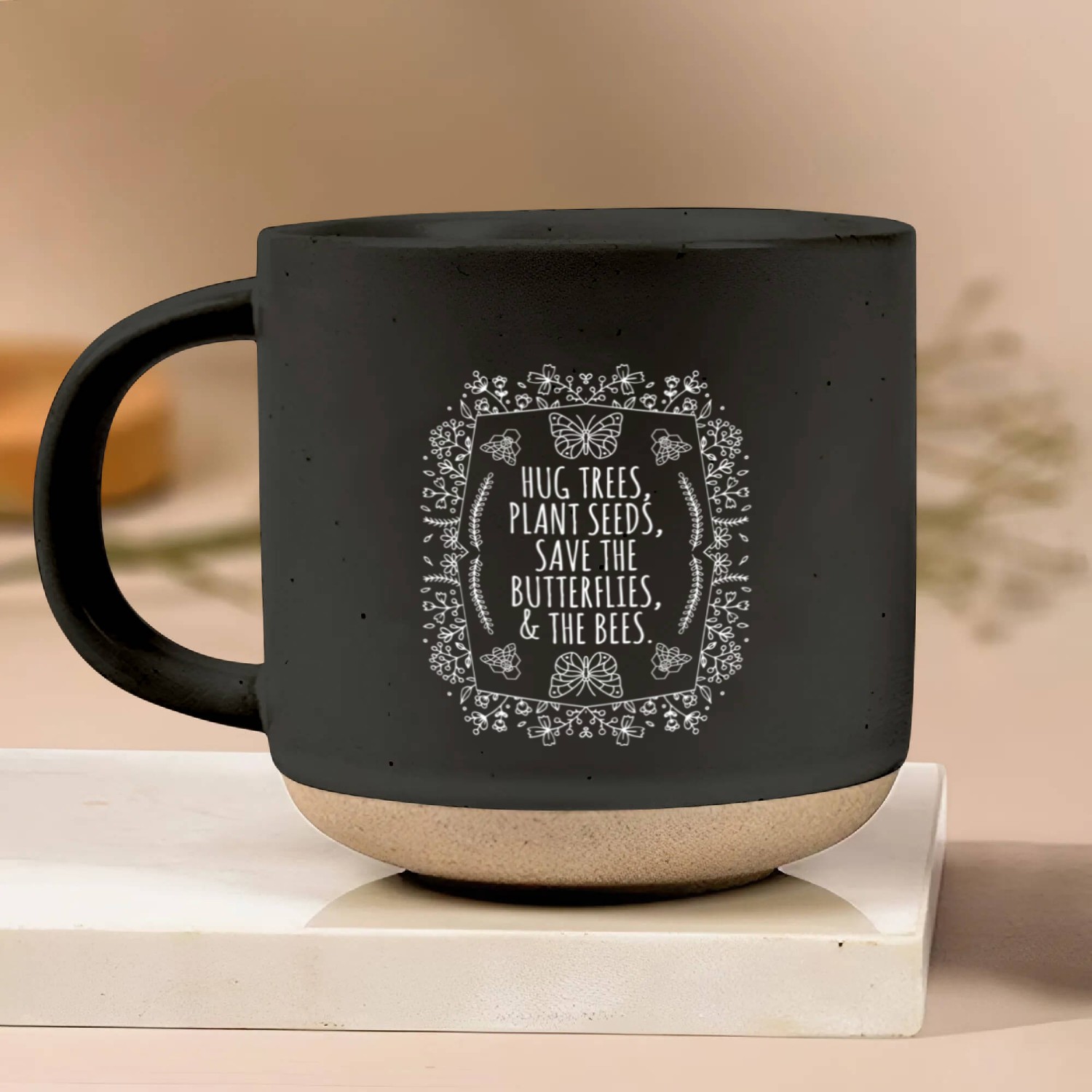 Hug Trees Plant Seeds Save The Bees Pottery Mugs