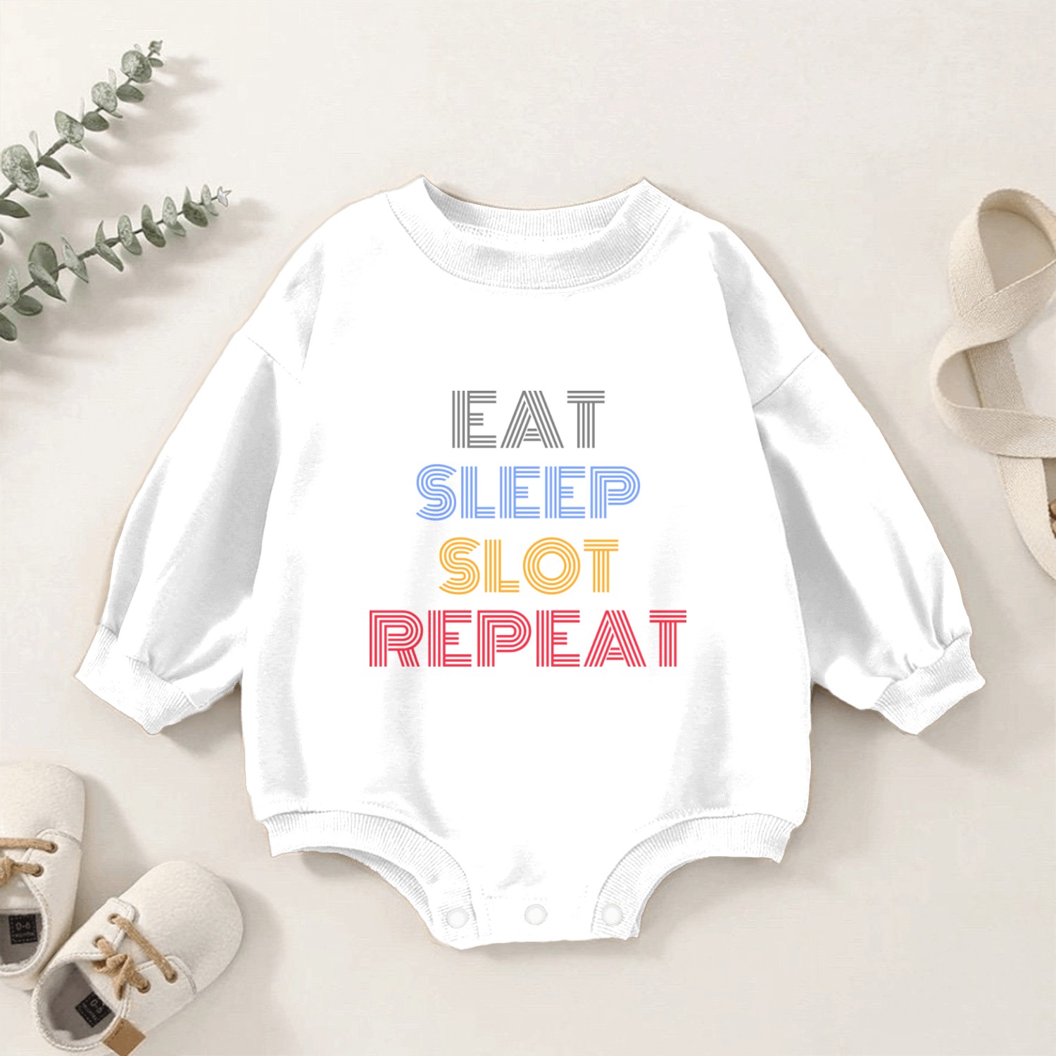 Eat Sleep Slot Repeat Baby Romper Sweatshirts