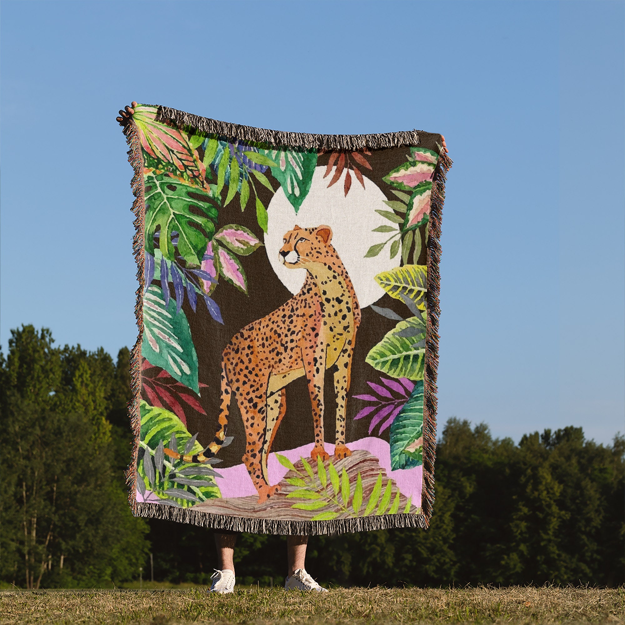 Jungle Cheetah Sofa BlanketForest Leopard Woven BlanketBohemian Home TapestryWall DecorationThrow Blanket Christmas GiftCreative Gifts