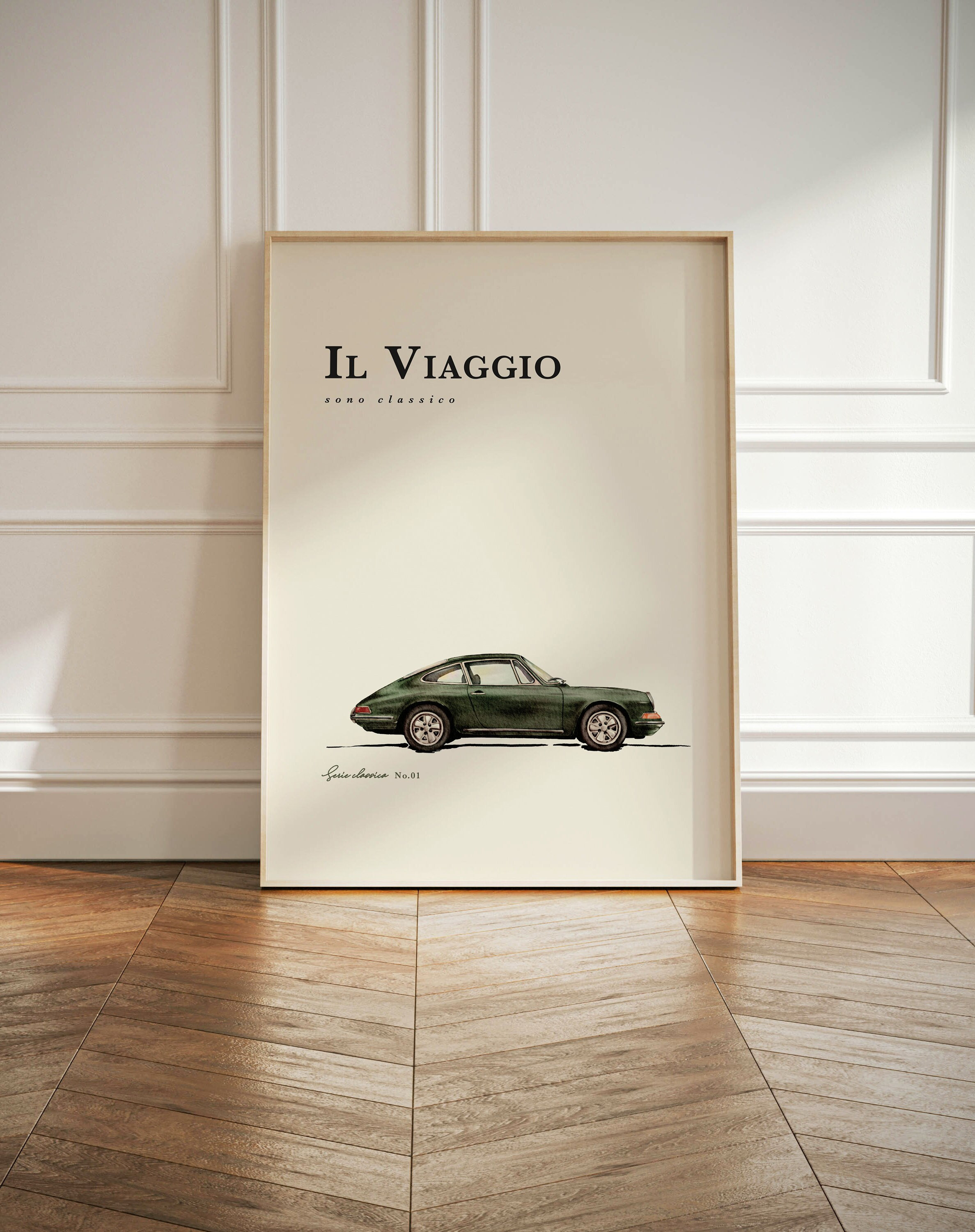Classic Green Sport Car Print, Car Illustrations, Retro Car Poster, Gift for Him, Classic Car Poster, Car Lovers, Vintage Car Wall Art