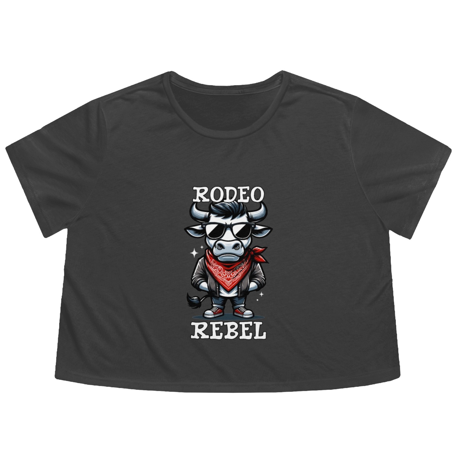 Rodeo Bull Riding Livestock Show Farmer Cattle Flowy Cropped Tees