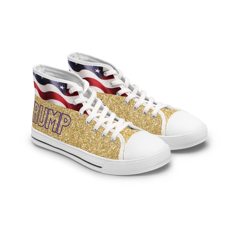 Women Trump High Top Sneakers, Trump Never Surrender Sneakers, Trump Take America Back, Trump 2024