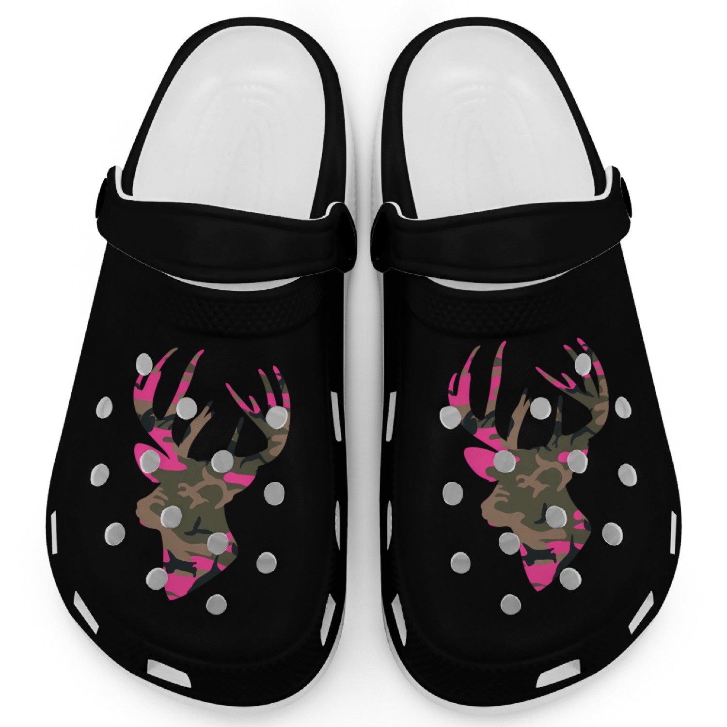 Deer -S Camo Outfitter Black Clogs