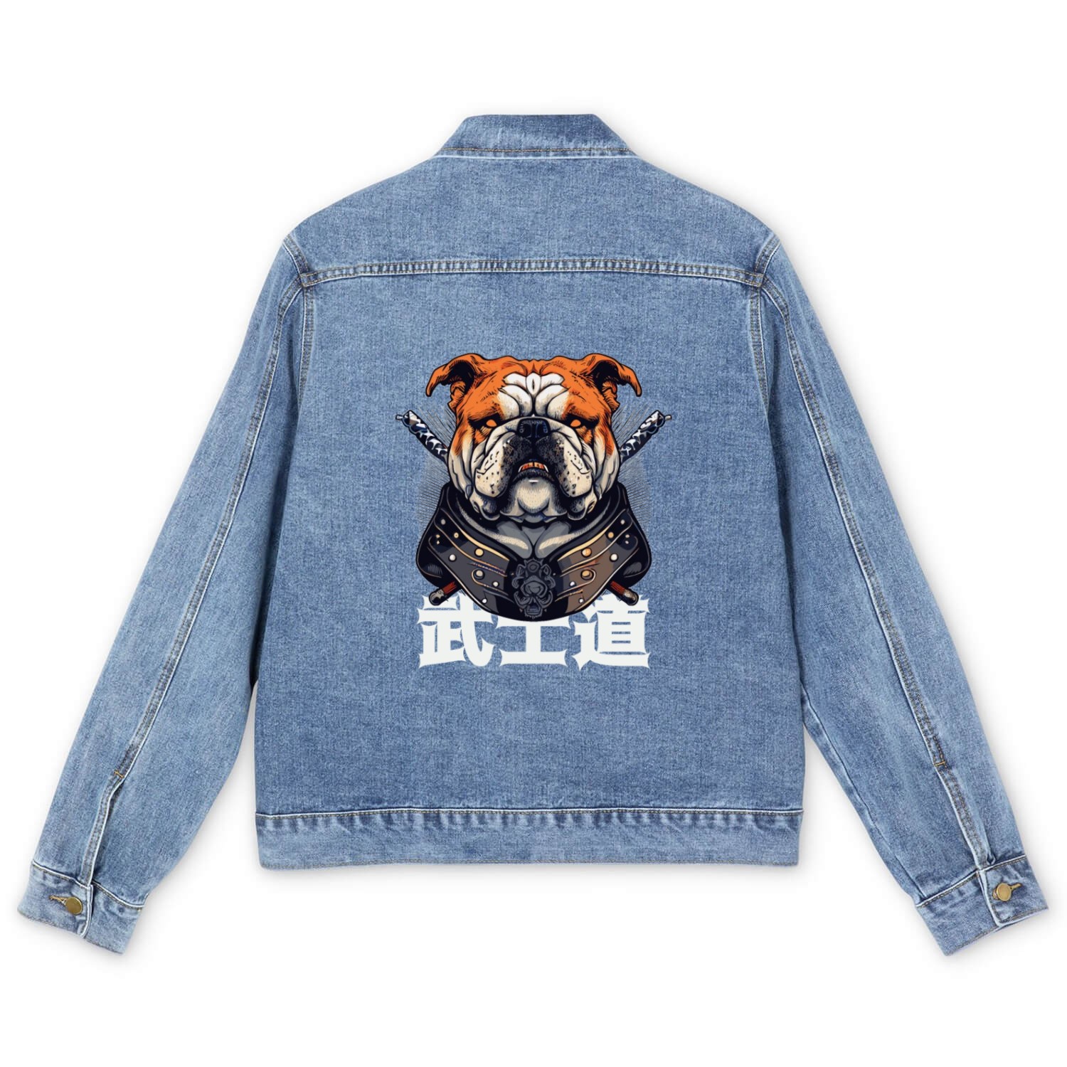 Bushido Code English Bulldog Pet Dog Japanese Samu Men's Denim Jackets