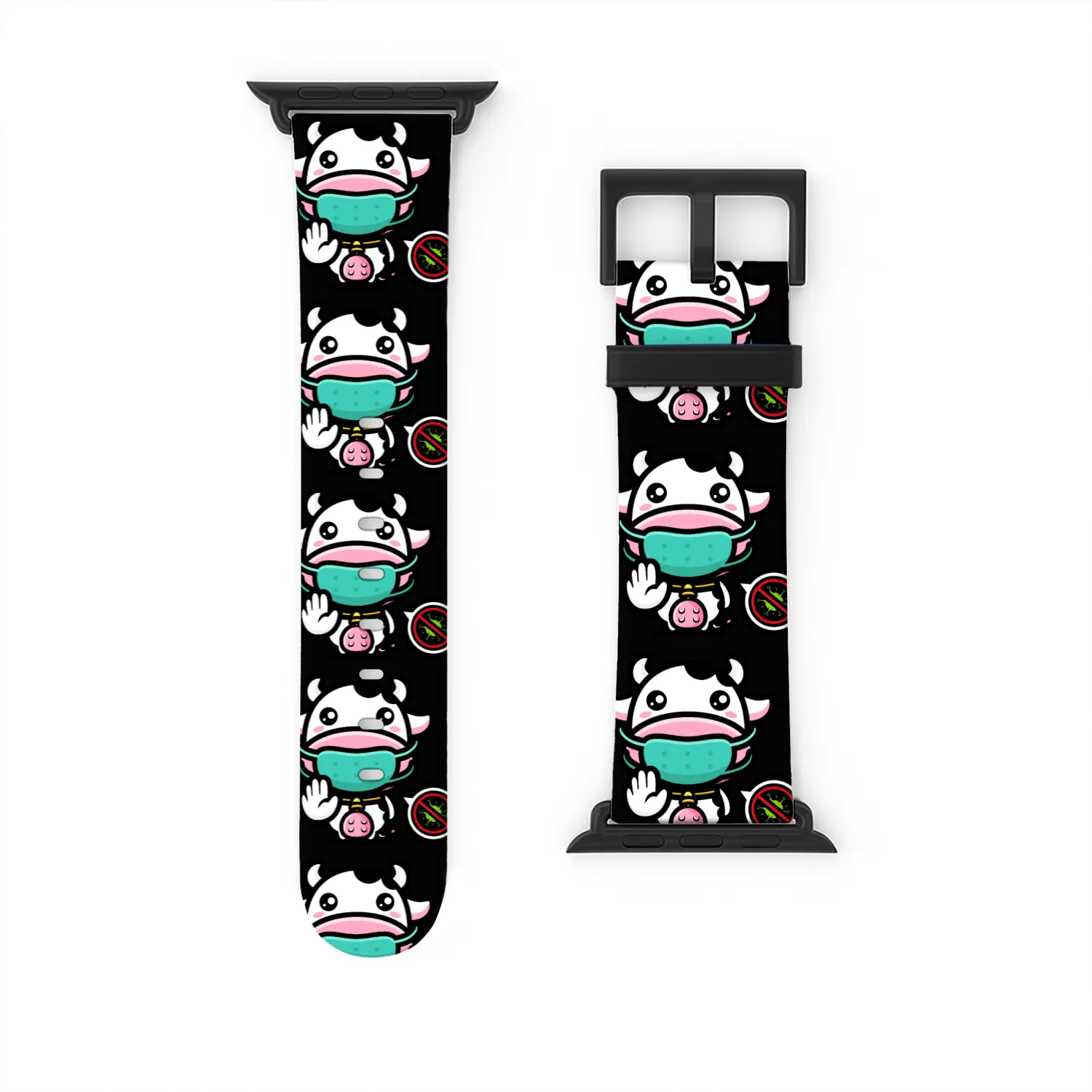 Cute Anti-Covid Cow With Quarantine Mouthguard Watch Bands For Apple Watch