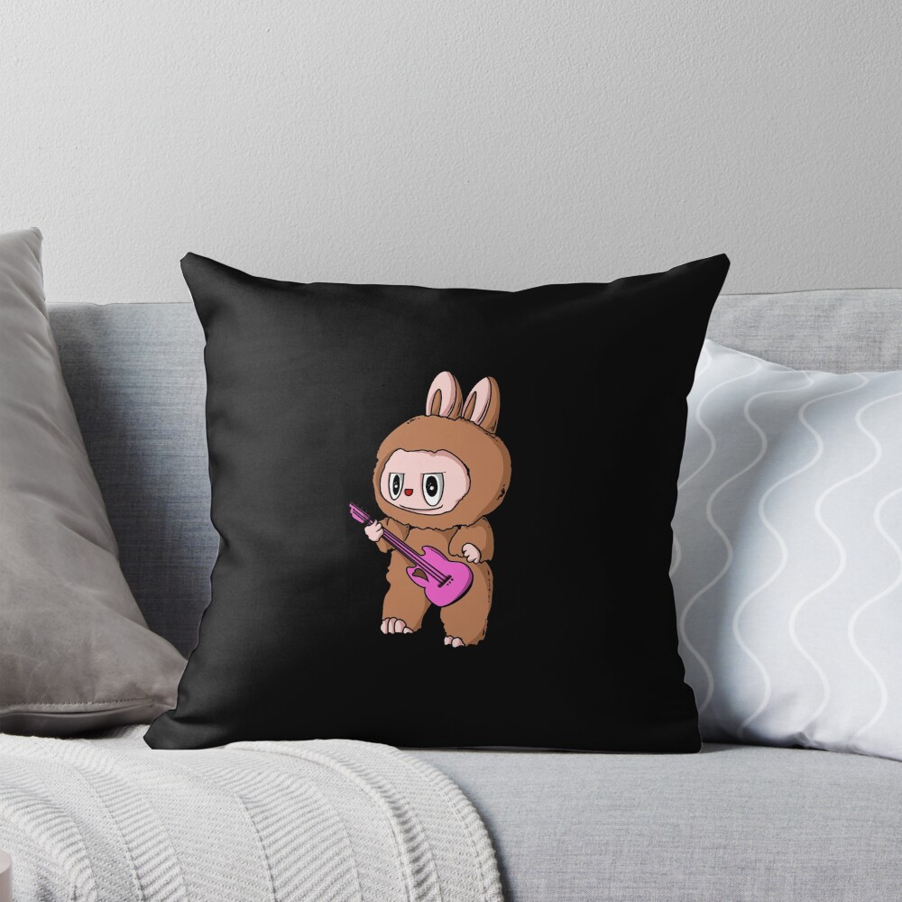 Labubu playing gitar Pillow, Cute Labubu Pillows Gift, Gift for Fan