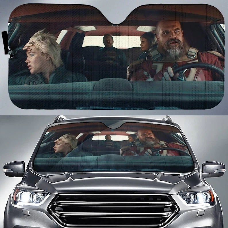 Yelena Belova Red Guardian Car Sun Shade, Thunderbolts Movie Windshield Cover