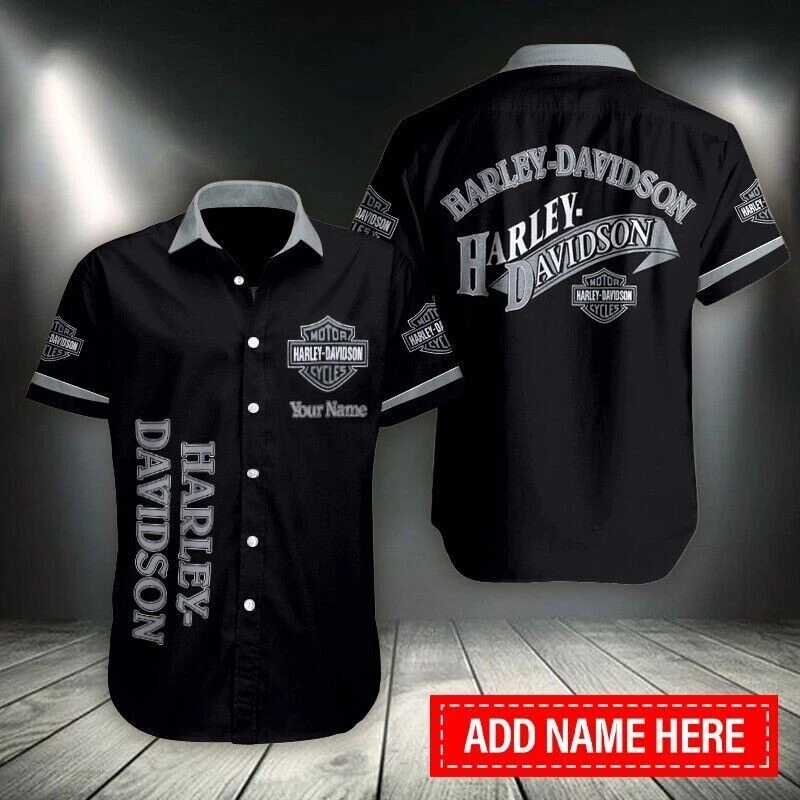Personalized Harley Motor Racing Davidson Hawaiian Button Down Shirt
