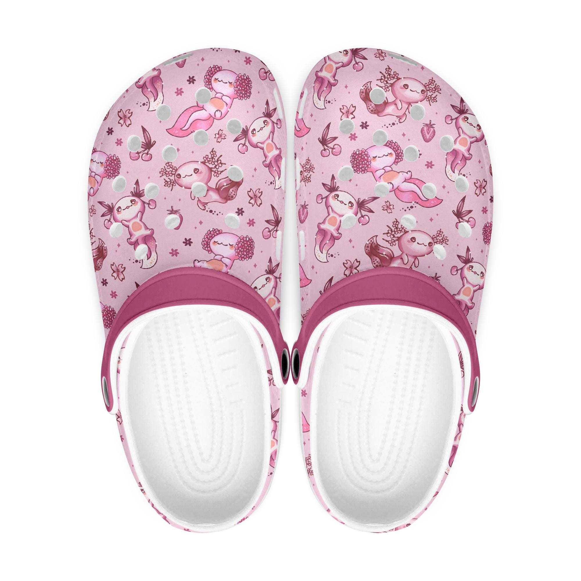 Cute Pink Axolotl Children's Clogs - Slippers - Sandals for Girls, Animal Motif Children's Shoes in Axolotl Design, Women's Axolotl Clogs Shoes