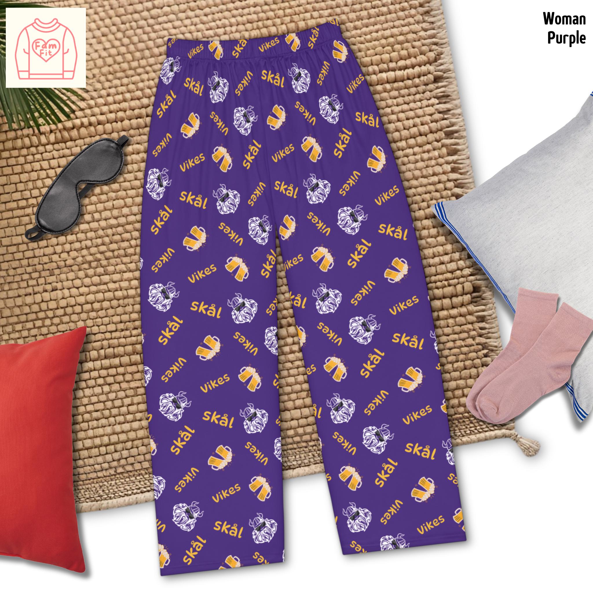 Vikes Women's Pajama Pants, Minnesota Pajamas for Women, Viking Fan Gift