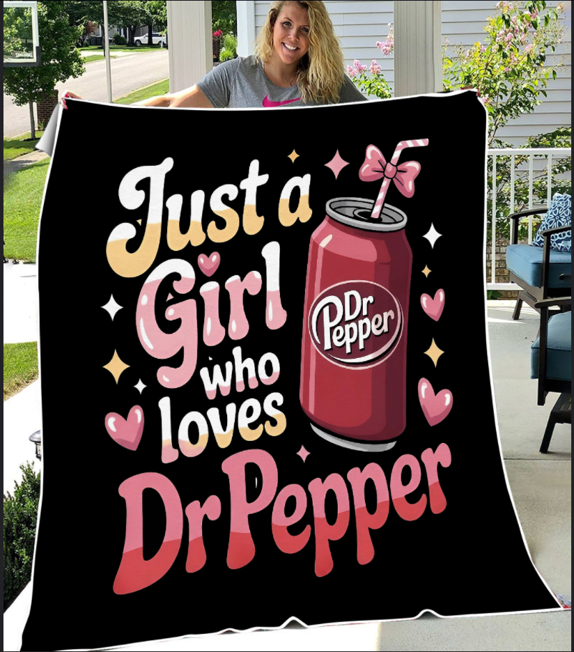 Sweet Cool Girl Retro Soda Fan Fleece Throw Blanket Indoor Cozy All Season