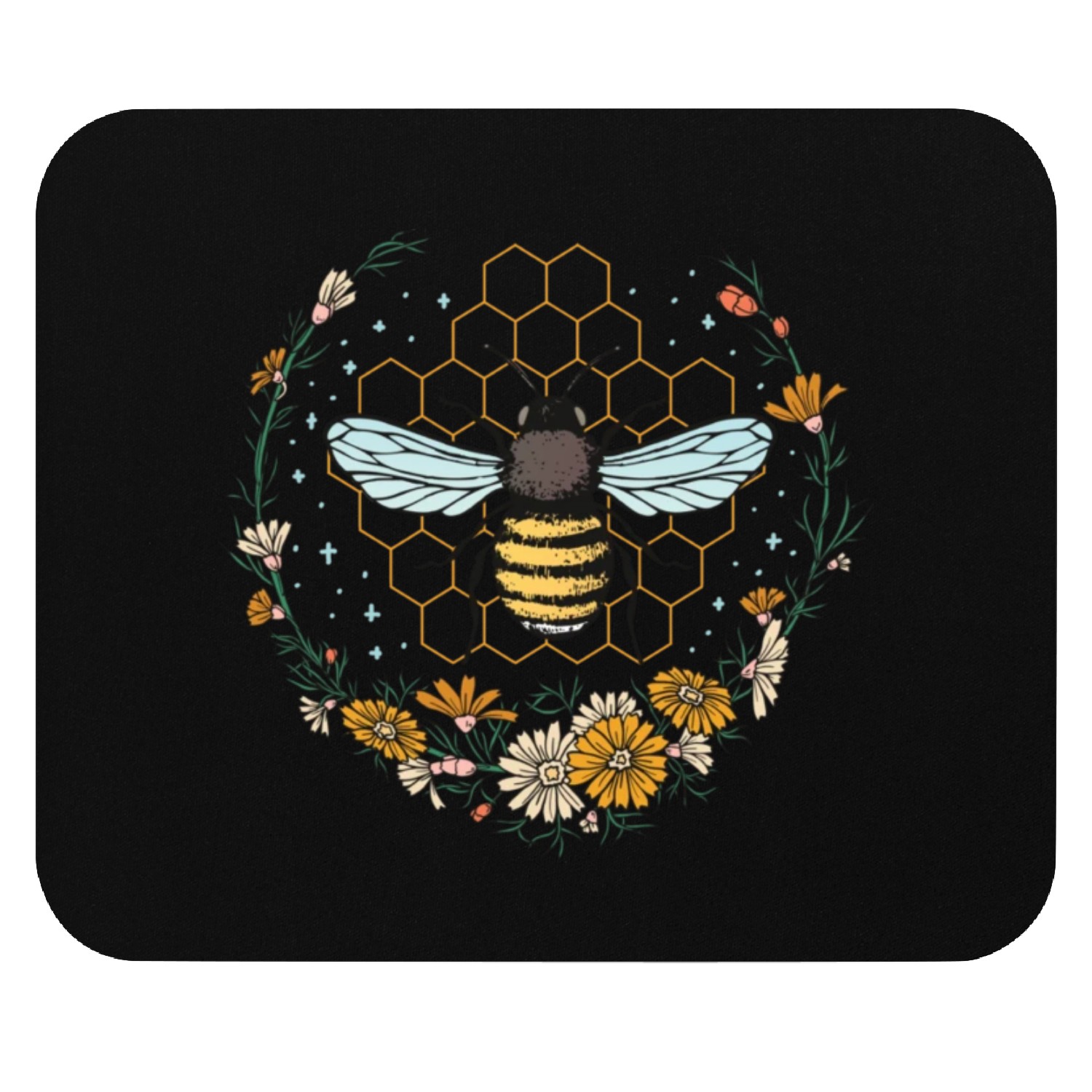 Floral Honeycomb Bee Lover Art Mouse Pads