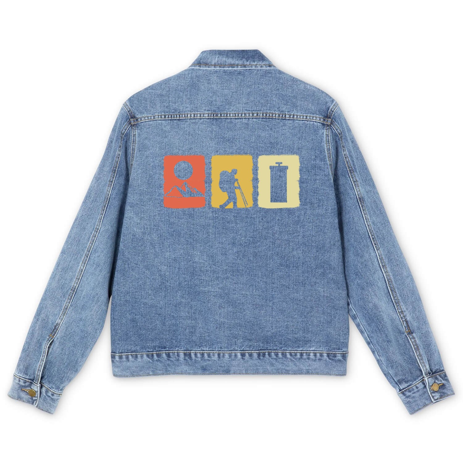 Vintage Hiking Adventurous and Motivated Person Gi Men's Denim Jackets