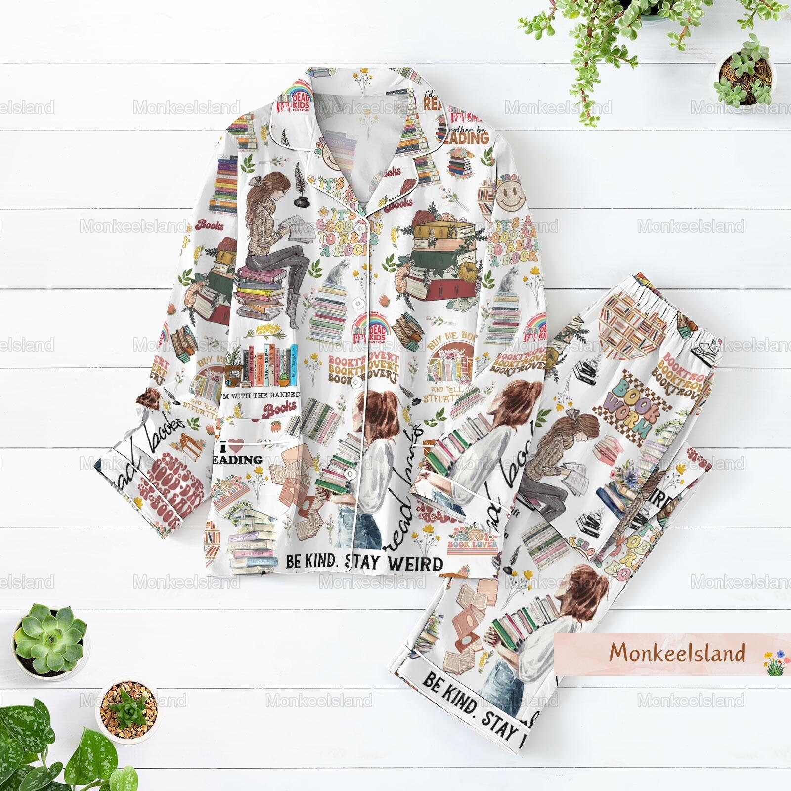 Book Lover Pajamas, Banned Books Women Pajamas, Banned Books Pajamas Set