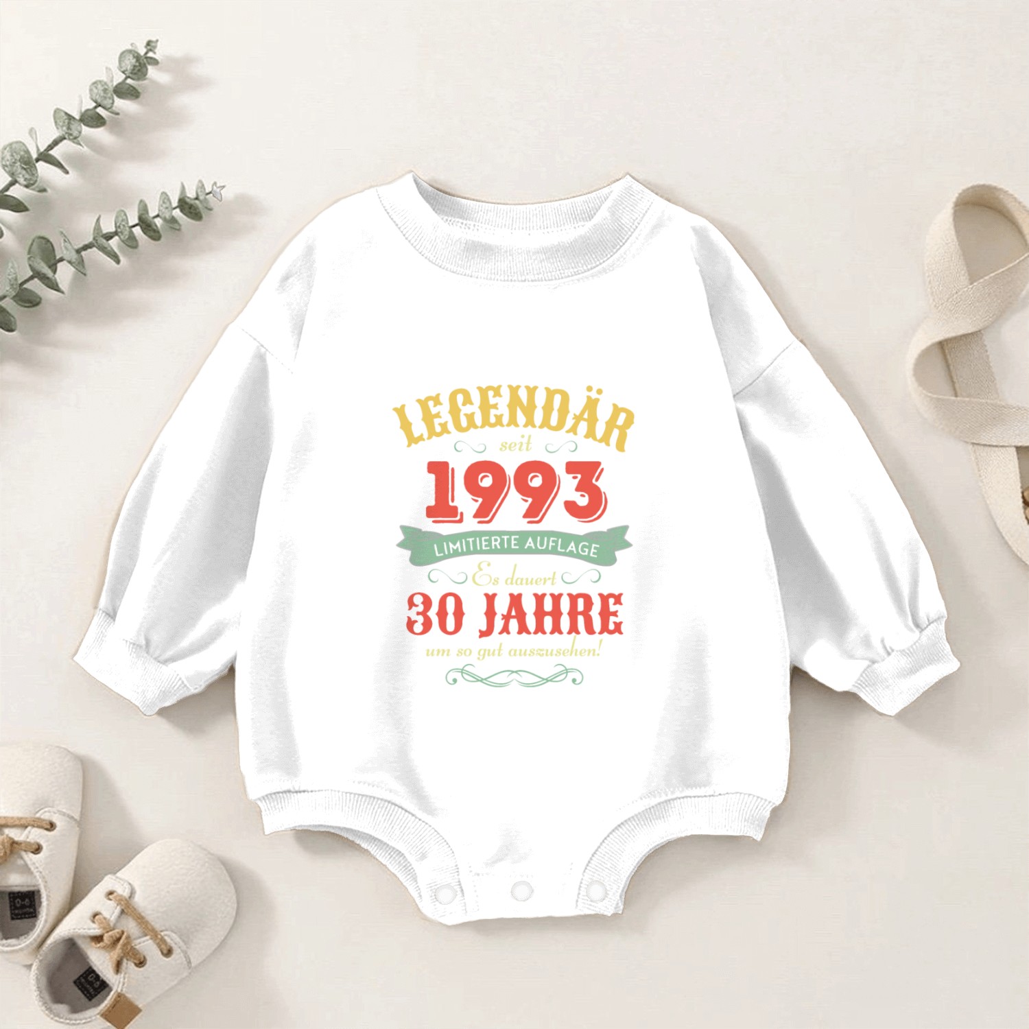 30th Birthday Vintage 1993 Baby Romper Sweatshirts
