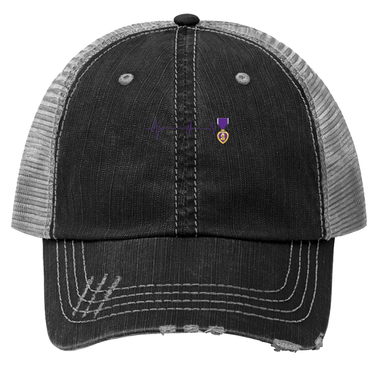 Heart Beats Purple Heart Us Military Purple Heart Veteran Trucker Hat